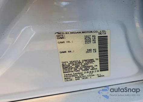 2016 Nissan Altima 2.5 from USA, damaged, VIN 1N4AL3AP6GC284628